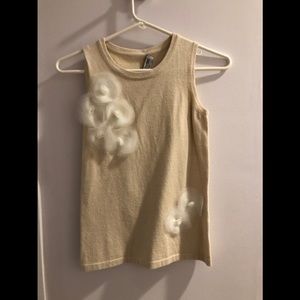 Angora and cashmere tank w/ silk charmeuse flowers
